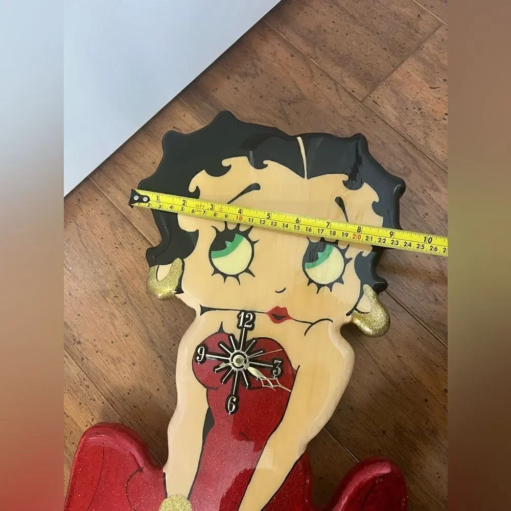 Vintage Rare Large Betty Boop Glitter Pendulum Wall Clock